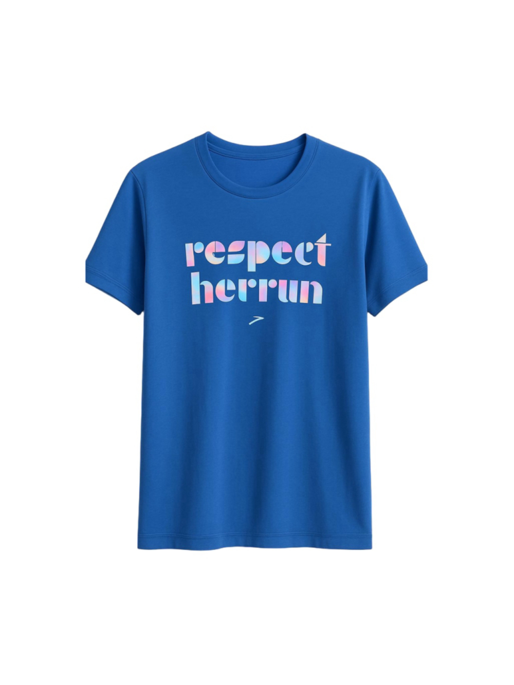 Brooks Running Shirt Womens Medium Blue Respect Her Run Graphic Tee NWT